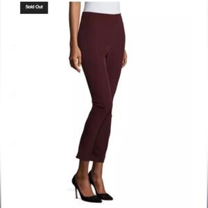 Theory Women’s 10 Nevalane Becker Pull On Trouser Pants Dark Burgundy Stretch